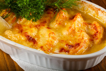 Cocotte with prawn