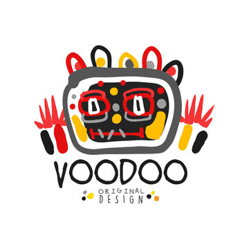 Voodoo African and American magic logo with abstract head