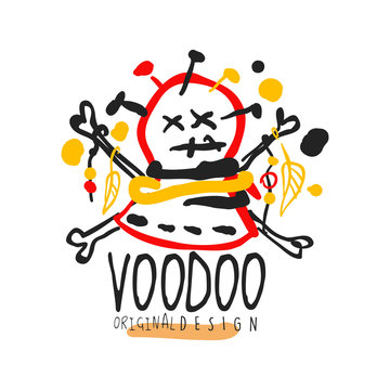 Voodoo African and American magic logo head with needles