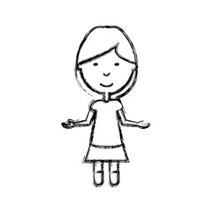 cartoon girl icon over white background vector illustration