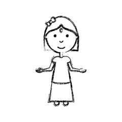 cartoon girl icon over white background vector illustration