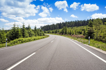 Fototapeta premium Curved road in green mountain scenery