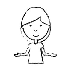 cartoon girl icon over white background vector illustration