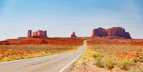 Scenic Monument Valley Landscape panoramic on the border between Arizona and Utah in United States...