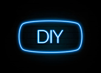 Diy  - colorful Neon Sign on brickwall