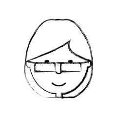 cartoon girl with glasses icon over white background vector illustration