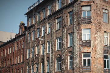 Barrio de Praga en Varsovia, detalle de edificio bombardeado