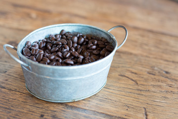 Coffee beans on the table.