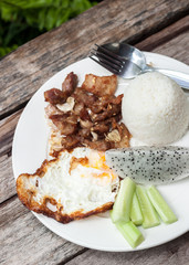 rice Fried Pork with Garlic Fried egg