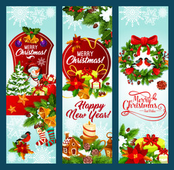 Christmas and New Year holidays greeting banner