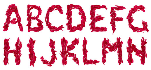 Letters from leaves lime. Alphabet