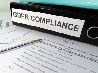 General Data Protection Regulation (GDPR) Compliance Lever Arch Folder on Desk with Legislative Text