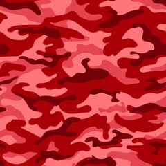 Red camouflage seamless pattern. Vector