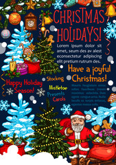 Merry Christmas vector sketch Santa greeting card