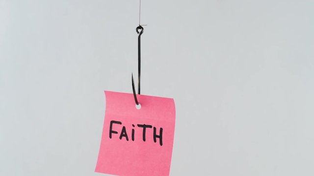 Illustration, on fishhook Faith