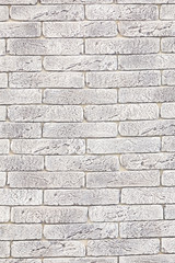 vertical photo of white brick wall, exterior and interior decoration