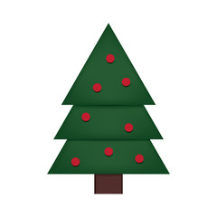 Obraz premium Christmas Tree, color paper cut style, Isolate white background, vector illustration