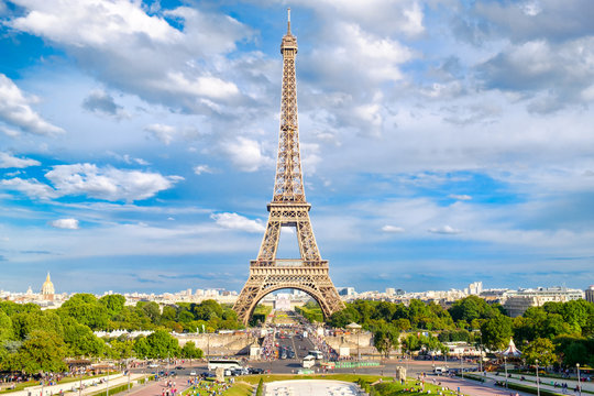 The Eiffel Tower on a beautiful summer day in Paris