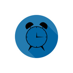 Alarm clock round icon long shadow vector
