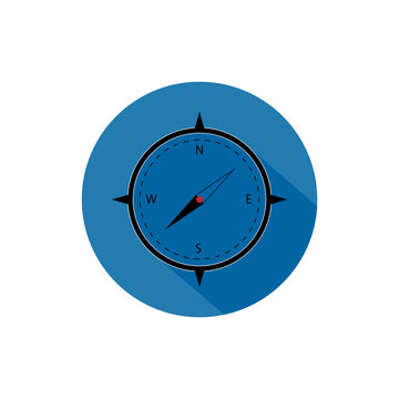 Compass round icon long shadow vector