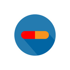 Medical pill round icon long shadow vector
