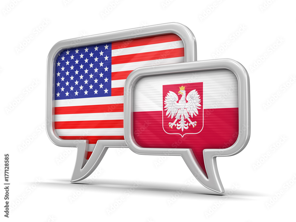 Poster speech bubbles with flags. image with clipping path