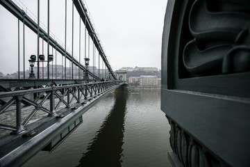 Chain bridge in Budapest over the Danube river