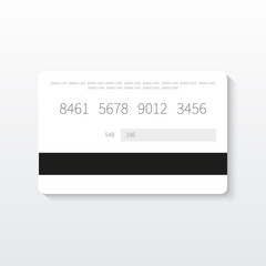 White credit card icon template isolated on grey background.