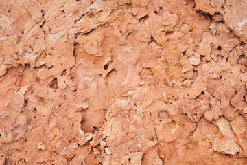 Natural texture of the rock part. Red floor cracked surface. Pictures from series
