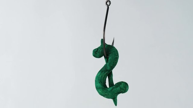 Illustration, on fishhook dollar sign