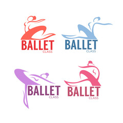 silhouette of beauty ballet dancer, vector logo templates collection