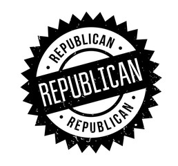 Republican rubber stamp. Grunge design with dust scratches. Effects can be easily removed for a clean, crisp look. Color is easily changed.