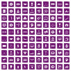 100 totalizator icons set grunge purple