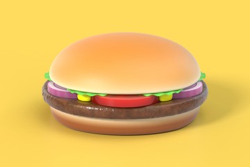 Hamburger on yellow background