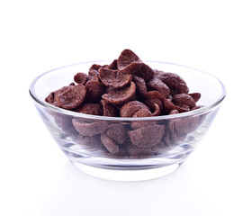Chocolate flakes or  Cocoa corn  in Glass bowl