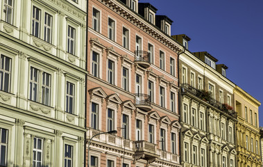 Fototapeta na wymiar Multi coloured buildings in Prague, Czech republic