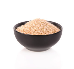 White Sesame Seeds in  bowl on white background