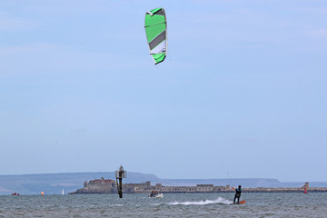 kitesurfer in Portland harbour