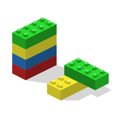 Isometric 3D vector illustration toy for children constructor and building blocks