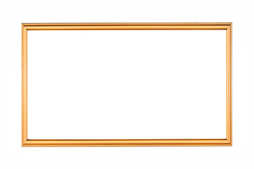 Rectangle antique gold frame isolated on the white background.Rectangle gold frame isolated.Golden frame isolated