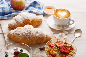 Traditional french breakfast menu closeup