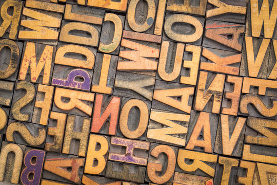 vintage letterpress wood type printing blocks