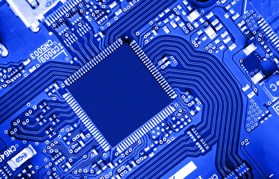 Electronic circuit board close up.