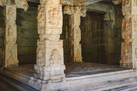 Details of interior of Prasanna Virupaksha temple is also known as the Underground Shiva Temple in Hampi, Karnataka, India.