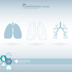 Medical care background with human heart and lungs. Medical clinic logo.