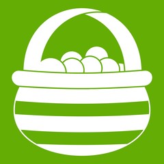 Basket with cranberries icon green