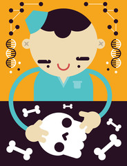 Doctor examining Skull and Bones