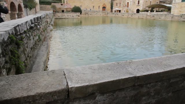 The pool of thermal water in Bagno Vignoni, a small medieval village in Tuscany


