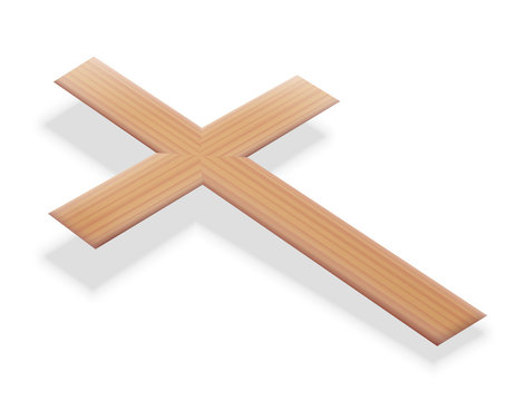 Christian cross floating just above the ground - isolated 3d vector illustration on white background.