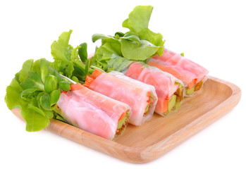 Fresh vegetable noodle spring roll, diet food, clean food, salad.